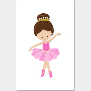 Ballerina, Ballet Dancer, Ballet Girl, Brown Hair Posters and Art